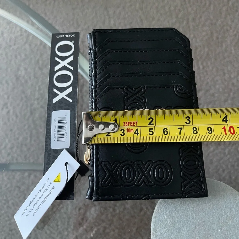 XOXO Embossed Faux Leather Black Card Holder Wallet